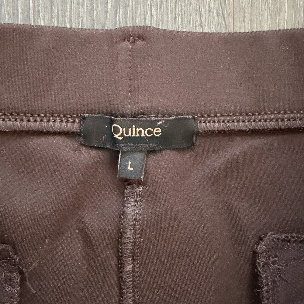 Quince Ultra-Stretch Ponte Straight Leg Pants Large Brown Minimalist Career - Picture 2 of 7